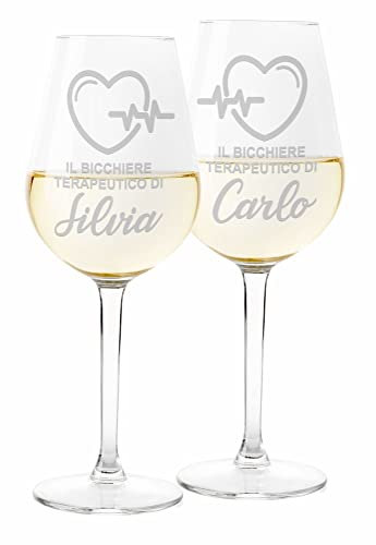 Colorfamily Coppia Calici Personalizzati SanValentino Set da 2 calici Vino Il bicchiere terapeutico Matrimonio Fidanzamento Amore Auguri 500 ml