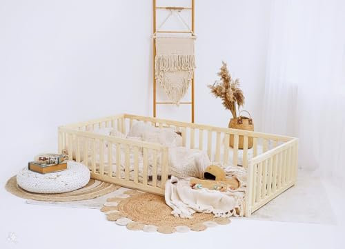 HOMEforDREAMS H4D-55: Kleinkind-Bodenbett mit 6,3 cm Abstand zwischen den Gitterstäben – Montessori-inspiriertes Bettgestell (140x70cm)