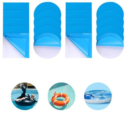 SHPUJUN 20 StüCk Poolflicken Selbstklebend Unterwasser,PVC Pool Flicken,Pool Reparaturset,für Reparatur Leck Wasserbett, Aufblasbaren Sofas/Pools,Klebeband Selbstklebende (10 Kreise+10 Quadrate)