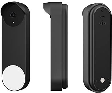 Gusfeliz Silikon-Schutzhülle für Google Nest-Türklingel (batteriebetrieben), Silikon-Schutzhülle, Regenschutz, kompatibel mit Google Nest-Türklingel, Schwarz