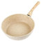 CRILSTYLEO 1pc Pot Japanese Wok Flat Bottom Frying Pan Broiler Pan for Oven Baking Trays for Oven Flat Cooking Pan Camping Pans Non Stick Fry Pan Kitchen Frying Pans Ceramic Coating Beige