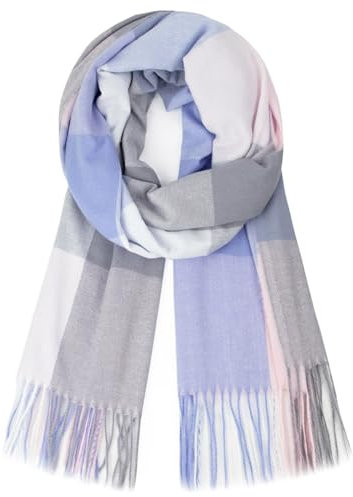 Glamexx24 Schal Damen Winter Kariert Fashion: Damen Winter Schal, Strickset Schal übergroßer Quadratisch Deckenschal Halstuch Streifen Muster Fransen Ponch