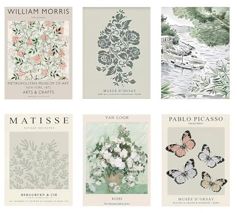 Aomhrek Matisse Poster Set, Wandbilder Set für Deko Schlafzimmer Aesthetic, Kunstdrucke für Wohnzimmer, Bilder Aesthetic, Poster & Kunstdrucke, 6-teiliges Poster Set für Room Decor