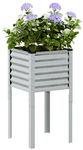 Homgoday Jardinera de jardín 45 x 45 x 88 cm de acero galvanizado, decoración de jardinera de exterior, jardinera balcón, jardinera rejilla para jardín