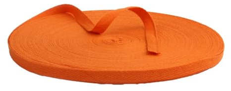 BrightGlow Baumwoll Gurtband Twill 100% Baumwolle Gurtband 20 m Herringbone Tape Ribbon Cotton Twill Tape Ribbon Baumwoll Schrägband Nahtband Baumwollband Dekoband für DIY Handwerk Orange 10MM