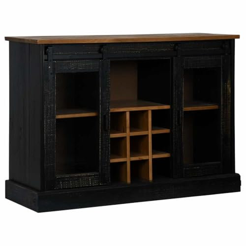 vidaXL Buffet Halden 2 Portes coulissantes Noir 112x40x80 cm, Armoire de Rangement, Armoire de Rangement de Cuisine, Armoire de Rangement de Salon