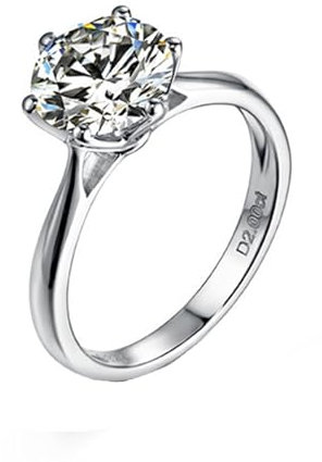 Tolldek Weißgold 18 Karat Ring, 6 Klaue Krone Diamantring mit Moissanite 1ct, Verlobungsring Au750 Gold Freundschaftsringe Echtgold Schmuck, Gr.62 (19.7)