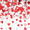 MaiLence Herz Konfetti 1000 Stück, Metallic Glitzer Herz Konfetti Hochzeit Deko, Valentinstag, Verlobung, Heiratsantrag, Rot, PVC