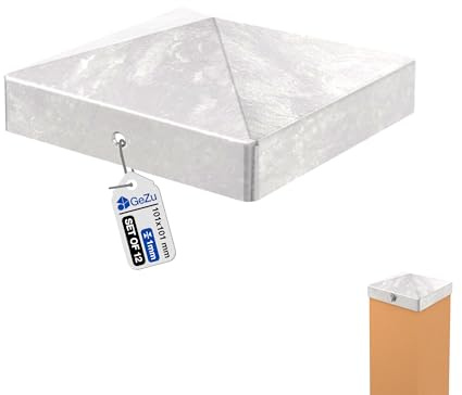 GeZu Impex Capuchon de poteau Galvanisé à chaud Lot de 12 101 x 101 mm chapeau poteaux capuchons protection bois