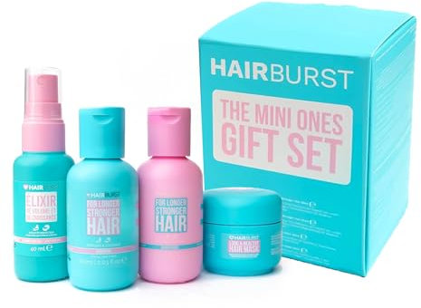 HAIR BURST Travel Gift Set - Mini Shampoo & Conditioner Set, Nourishing Mask and Volumising Elixir for Longer, Stronger and Healthier Hair Perfect for Travelling and Gifting