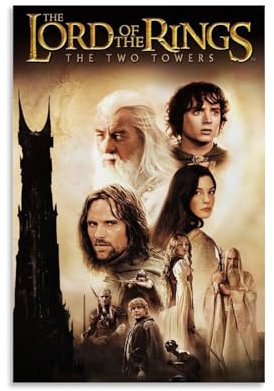 Poster Der Herr der Ringe Die zwei Türme 2002, Wandkunst, Leinwand, ästhetisches Poster, moderne Kunst, Gemälde, Dekoration für Wohnzimmer, Schlafzimmer, elegantes Poster, 40 x 60 cm, ungerahmter