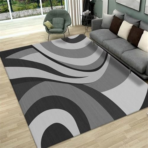 RUGMRZ Balkon Teppich Wasserfest Geometrische Minimalistische Wohnzimmerdekoration, rutschfest, Langlebig Und Waschbar Salon Auslegware Schwarz Autdoorteppich Hochflor Teppich 100X160CM