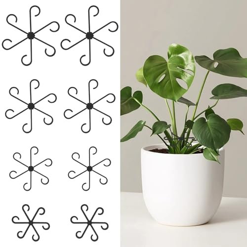 Adiwo 8 Soportes para Plantas, Soporte Plantas Reutilizables, Anillo para Sujetar Plantas, para Flores, Plantas Trepadoras Plantas en Maceta, Hortensias, Anémonas, Tomates, Plantas Monstera(Negro)