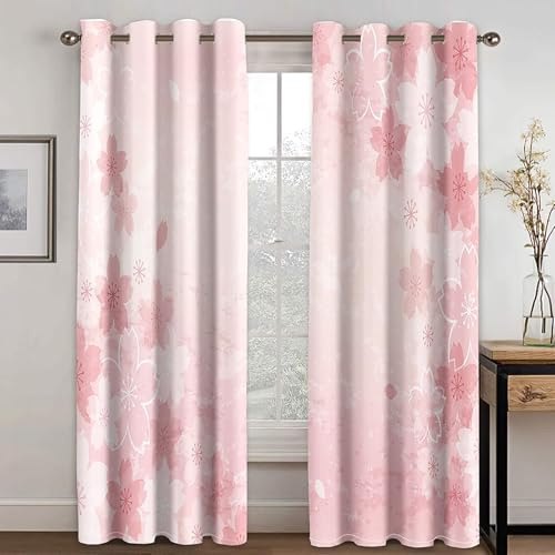 Mesnt Rideau Anti Soleil Fenetre, Fleurs Rideaux Salon Moderne Occultant Rideau Chambre, Rose, 86x160cm