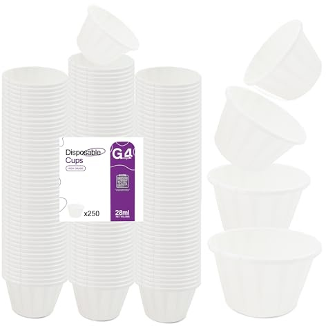G4GADGET 500x Wax Paper Medicine Pots 28ml – Disposable Fluid-Resistant Portion Cups for Epoxy, Paint, Sauce, Tablets & Crafts – Small Waxed Mixing Cups for Resin Kits & Medical Use