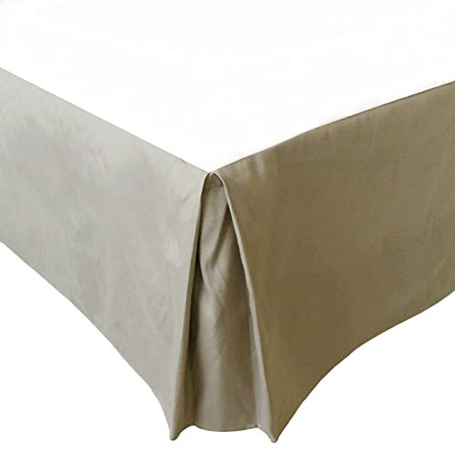 Cache-sommier de luxe en coton et lin plissé élastique pour lit double, grand lit, très grand lit californien, couleur unie, style hôtel 180 x 200 cm