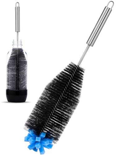 Bottle Brushes for Cleaning, Stainless Steel Brush, Long Handle Scrubber, Reusable Washing Accessory, Kitchen Cleaner for Cups Glass and Everyday Dishwashing, 15.75x2.76 Inches
