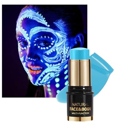 UV Body Painting Peinture Visage, Bleu Neon UV Lavable Peinture Corporelle | Corps Fluo Visage, Blendable Crayon Couleur, Convient Maquillage Halloween, Carnival Cosplay Fluorescent dans le Noir