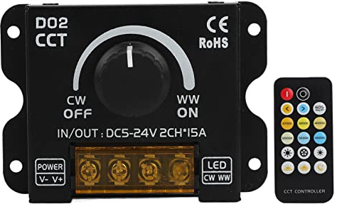 LED-Dimmer, 2 Kanäle, 360-Grad-Encoderknopf, Farbtemperatursteuerung, Lichtleisten-Dimmer mit Fernbedienung, für Wohnzimmer, Schlafzimmer, Küche, Bar, DC 5 V, 24 V