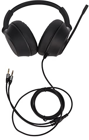 Plyisty Auricolare per Telefono Binaurale Con Cavo A Cancellazione Di Rumore, Con Doppio Jack da 3,5 Mm, Cuffia per Computer Con Comunicazione A Bassa Distresione Con Microfono, per Chiamata