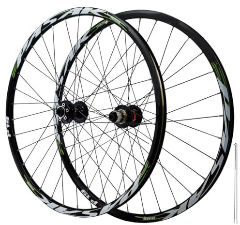 QHYRZE Set di Ruote con Freni A Disco per Mountain Bike 26/27,5/29'' Boost Ruote MTB Perno Passante Anteriore 15x110mm Posteriore 12x148mm 32H Cerchio Bici, per Cassetta 7-12s(Groen,27.5'')
