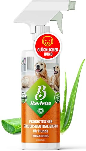 Baviette Spray 500ml – Geruchsneutralisierer für Hundehaushalte – mit natürlichen Mikroorganismen – chlorfrei & materialschonend – geeignet für Textilien, Möbel, Teppiche & Auto