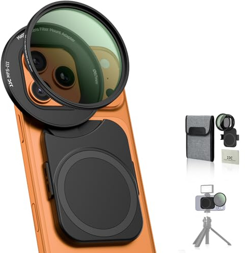 JJC Adattatore magnetico per filtro obiettivo telefono da 67 mm con filtro CPL per iPhone 17/16/15/14 Pro Max, 17/16/15/14 Pro, 17/16/15/14 Plus, 17/16/15/14, kit filtro CPL per iPhone