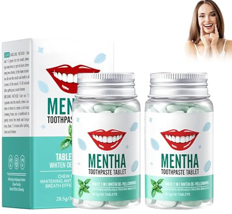 2 Stück Kauen Zahnpasta Tabletten - Feststoff Zahnweiß Foam Zahnpasta, Teeth Whitening Foam Toothpaste, Gründliche Zahnreinigung, Fleckenentfernung & Mundgeruch Beseitigung