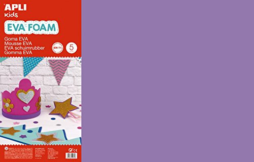 APLI 12767 - Pochette de 5 feuilles de mousse Eva - Couleur: Violet