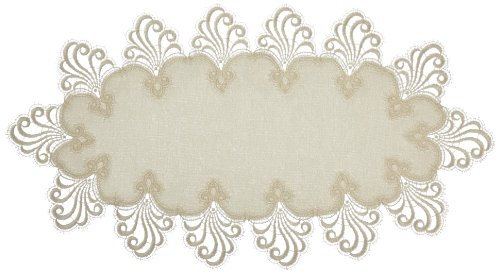 Plauener Spitze by Modespitze 3086M02_11_3060 Tischdecke Nizza, 30 cm x 60 cm, oval