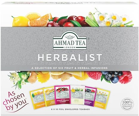 Ahmad Tea Gifts | Herbal Tea Selection Pack | Herbal teas, Herbal infusions, Fruit teas | Perfect herbal tea gift | 60 Teabag Sachets | 6 Flavours
