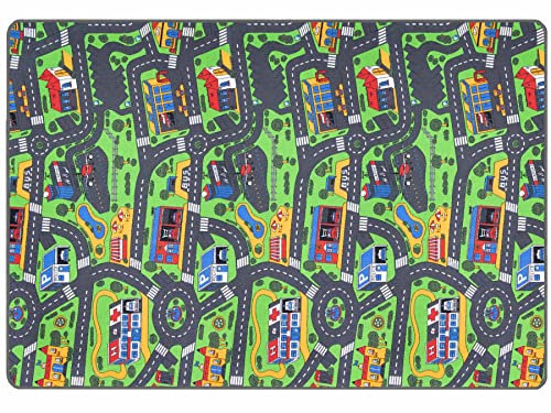 Primaflor Spielteppich CITY - 200x300 cm | Straßenteppich mit Stadt-Motiv | Made in EU | Kinderteppich mit Straßen für Jungen & Mädchen | für Fußbodenheizung | Kurzflor Teppich für Kinderzimmer