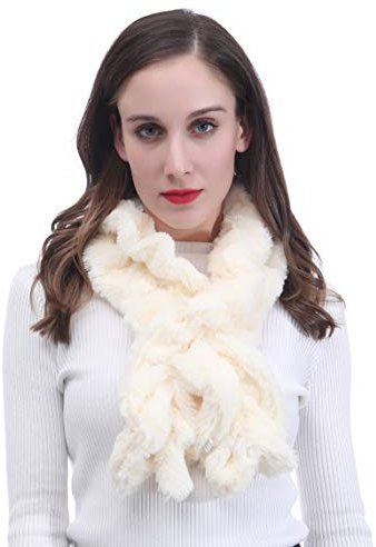 Lina & Lily Plain Ombre Farbe Fell Faux Fur Damen Winter Twist Schal Schlauchschal (Milch Weiß)