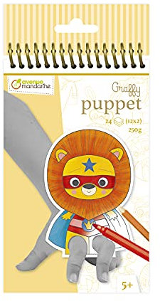 Avenue Mandarine GY010O GY009O Malblock Graffy Puppet, 250g Zeichenpapier mit je 12 Motiven x 2, ideal für Kinder ab 5 Jahren, 1 Stück, Tiere Superheros