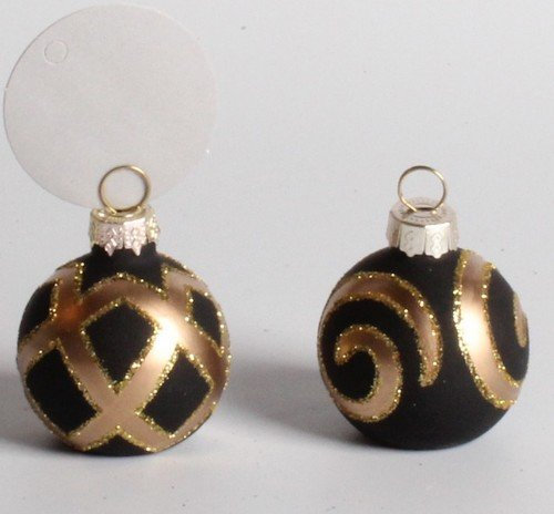 artifêtes diffusion Lot de 6 Boules décorées Noir et Or Porte nom, Ø4cm à Poser ou à Suspendre pour Noël