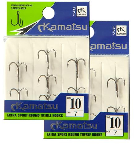 Treble Hooks Sport sizes 14 12 10 8 6 4 2 1 Black Sea Pike Zander Fishing (VA12-2x7pcs size 10 Black Extra Sport Treble)