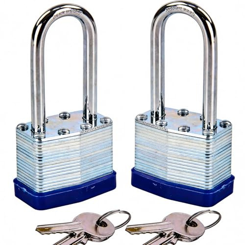 SEPOX® 2PCS Heavy Duty Padlock Keyed Alike, 2-3/8 Extra Long Shackle, 40MM 1-9/16 Laminated Steel Lock Body, Ideal for Gym Locker, Sheds, Gate, Warehouse, Tool Box, Hasp (4 Keys Same)