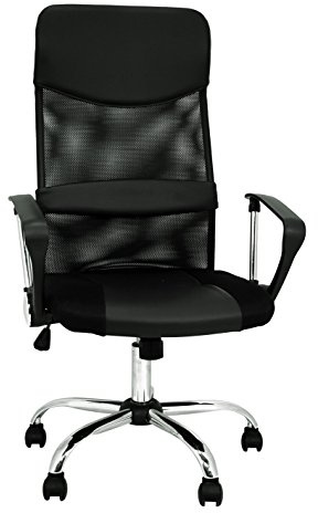 La Silla Española Die spanische Santander Bürostuhl Stuhl mit Kopfstütze, Polyester 52x55x118 cm Schwarz