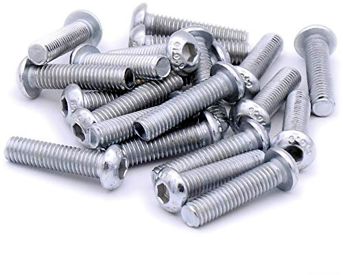 M6 (6mm x 25mm) Hex Socket Button Machine Screw (Bolt) - Steel (Pack of 20)