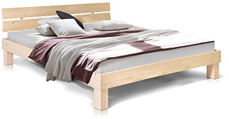 moebel-eins Massivholzbett Pumba Holzbett Doppelbett, Material Massivholz, Made in Germany, 140 x 200 cm, Natur, Standardhöhe
