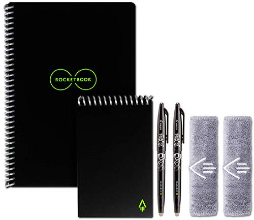 Rocketbook Smart Notizbuch-Set, wiederverwendbar Bundle Everlast Executive and Mini Infinity Black