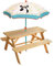 Fun House | Table Pique-Nique en Bois avec Parasol Panda Blanc pour Enfant | H53 x L95 x P75 Cm | Parasol Ø100 Cm | Mobilier Extérieur Ludique | Idée Cadeau Plein Air Enfant Dès 3 Ans
