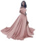 Off Schulter Ballkleider mit Schlitz Satin Ballkleid A-Linie Formale Abendkleider Brautkleid, Blush, 48