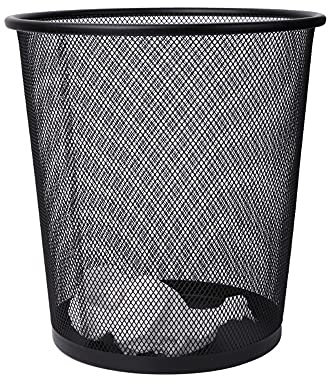 Papelera de Malla metálica Papelera Redonda Papelera de Reciclaje Suministro de Herramientas de Oficina Negro