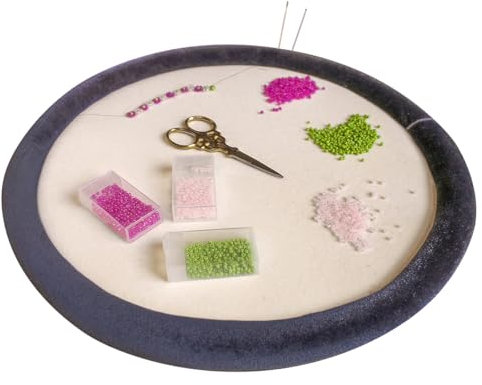 The Beadsmith Craft Bumper – Basic Elements – Round Shape, 12” Diameter, 1” Bumper Border, Sturdy Design Tray with Raised Edge, Excellent for Beading, Jewelry Making & DIY Hobbies
