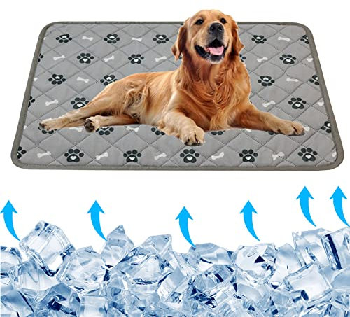 EKKONG Kühlmatte für Hunde, Selbstkühlende Hundematte, Waschbar Selbstkühlende Matte, Haustier Kühlmatte für Hunde Katzen (L, Grau)