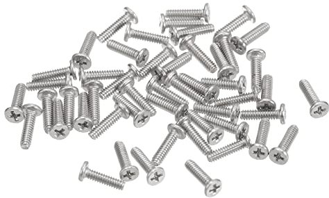 sourcing map Lot de 50 vis à tête ronde plate M1.4-0.3 x 5 mm en acier inoxydable 304 Phillips Drive Vis à métaux pour fixation de meubles