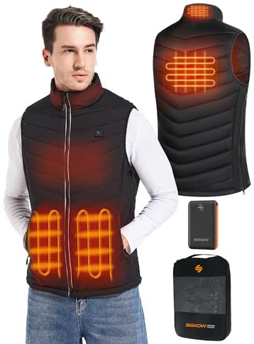 SGKOW Gilet Chauffant Pour Homme avec Batterie 7,4v Incluse, Vêtements Chauffants légers et Actualisés Pour l'Hiver et l'extérieur（M）