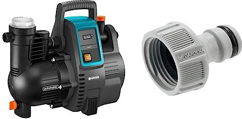Gardena Hauswasserautomat 4000/5E & Hahnverbinder 26,5 mm (G 3/4 Zoll): Adapter für den Anschluss eines Wasserschlauchs, Anti-Splash-Technologie, frostsicher, Original System, lose Verpackung