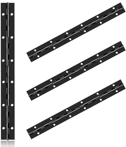 WOODOUNAI 4 Pack Heavy Duty Piano Hinge - 2 x 12 Stainless Steel - Continuous Hinges with Holes - Ideal for Wood Furniture Cabinets Doors - Durable and Easy to Installns